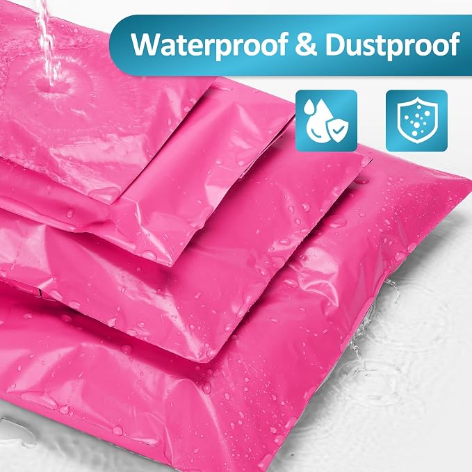 UCGOU 60 Pack Not Padded Hot Pink Poly Mailers Variety Pack, 6x9 Inch & 9x12 Inch & 10x13 Inch & 12x15.5 Inch & 14.5x19 Inch Mailing Bag, Self-sealing Adhesive Mailer Assorted Sizes for Small Business