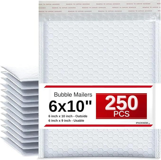 250 PC 6x10 Inches Poly Bubble Mailers Shipping Padded Envelopes Self Seal Waterproof Cushion Envelopes Waterproof Grey Usable 6x9" #0