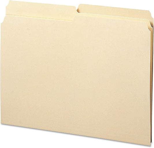 Smead File Folder, Reinforced 1/2-Cut Tab, Assorted Positions, Letter Size, Manila, 100 per Box (10326)