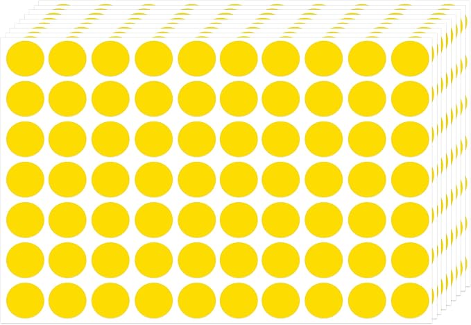 3500 Pieces Dot Stickers, 3/4 inch Black Coding Labels Circle, Yellow Dot Stickers for Office, Classroom, Students