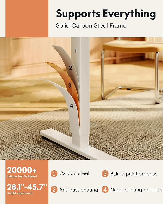 FLEXISPOT EN1 One-Piece Standing Desk, 40"x24" Seamless Desktop Electric Height Adjustable for Home Office, Study Rooms & Multi-Device Workstations, Maple(White Frame)