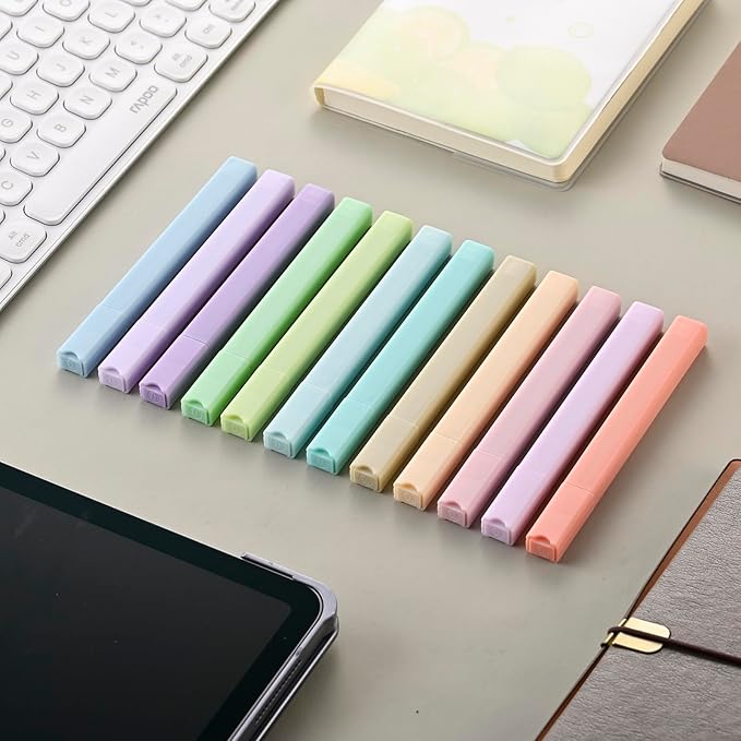 konket- Aesthetic Bible Highlighters No Bleed, Cute Pastel Highlighters, 12 pcs Chisel Tip