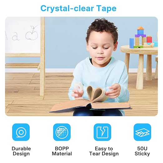 OWLKELA 30 Rolls Tape Refills, Clear | Transparent Glossy Tape, All-Purpose, Ideal for Office, Home and School