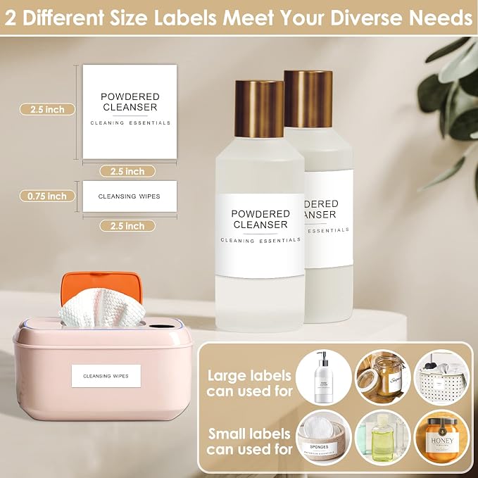 372 PCS Preprinted Minimalist Home Laundry Bathroom Labels for Organizing | Household Labels with DIY Blank Labels, Waterproof Oil Resistant Stickers for Bathroom Laundry Home Organization Supplies