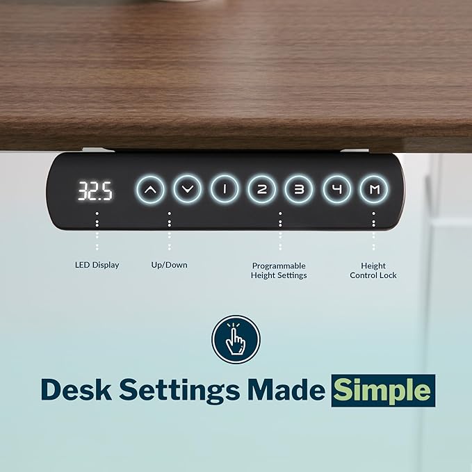 Vari ComfortEdge 60x60 L-Shape Electric Standing Desk – Height Adjustable Sit-Stand VariDesk for Corner Office with Reversible Left/Right Design - Walnut Top/Black Legs (Ships in 3 Boxes)