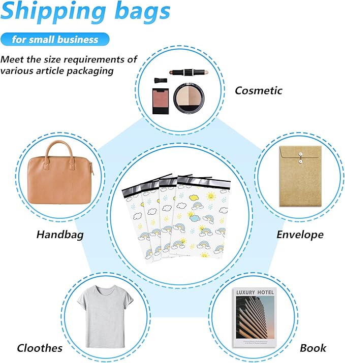 Poly Mailer 10x13 Inch - Strong, Waterproof & Tear-Resistant Shipping Bags - 100 Pcs, Self-Seal, Rainbow Printed Packaging Bags for Small Business