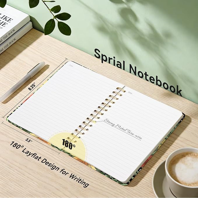 Lined Spiral Journal Notebook for Work A5, 160 Pages, Cat | College Ruled Spiral Journal for Women, Hardcover with Elegant Design for Note-Taking, 5.5 * 8.25 inch