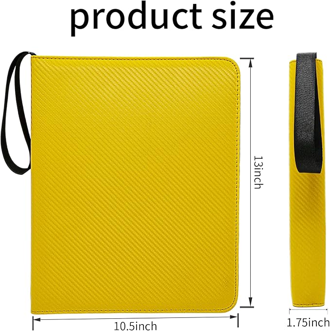 Card Binder – 720 Capacity, Zippered Trading Card Holder for MTG, Sports & Collectible Cards – Acid-Free, Durable & Travel-Friendly Storage (Yellow, 9 Pocket)
