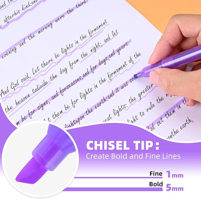 Cgerma Purple Highlighters, 36 Pack, Chisel Tip Highlighter Pack, Quickly Drying, Perfect for Students Kids Adults Classroom, Office, School Supplies