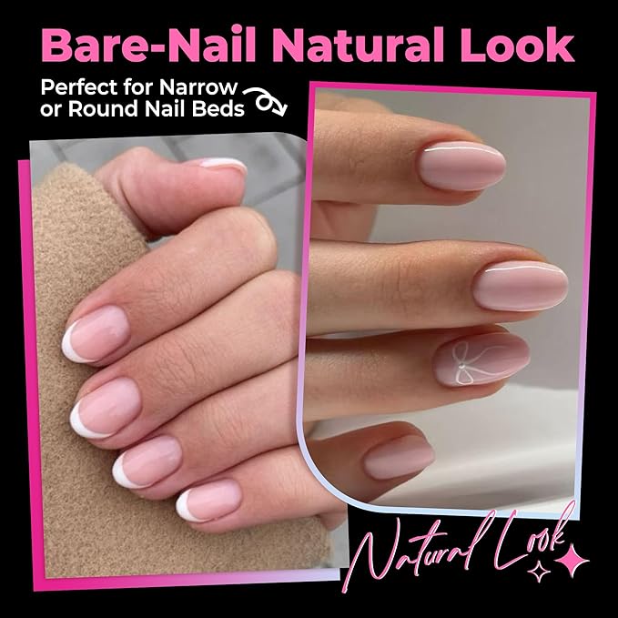 UNA GELLA Extra Short Oval Nail Tips, Pre-Etched Round Clear Fake Nails 216pcs Soft Gel Acrylic Nail Tips Full Cover False Ultra Short Gel Nail Tip for Beginners Nail Salon Extensions 12 Sizes