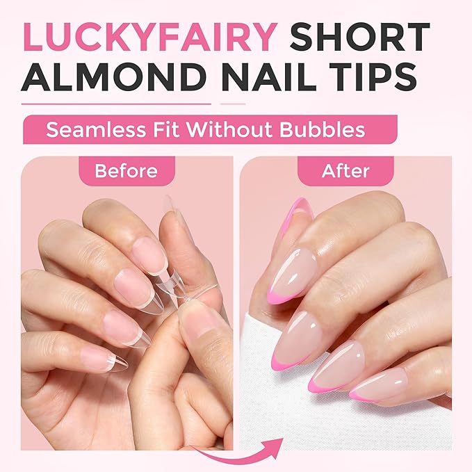 Almond Nail Tips: 504PCS Half Cover Short Almond Gel Nails Tips, Clear Soft Extra Short Fake Nails Acrylic Press On Nail Extensions XXS for Manicure Art DIY Salon 12 Sizes