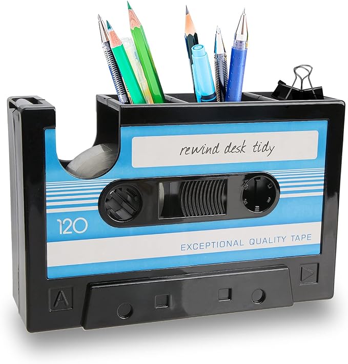 YXQ Fun Tape Dispenser Novelty Unique Pen Dispenser Cool Retro Desk Accessories，Blue