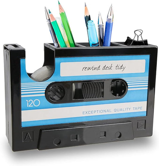 YXQ Fun Tape Dispenser Novelty Unique Pen Dispenser Cool Retro Desk Accessories，Blue