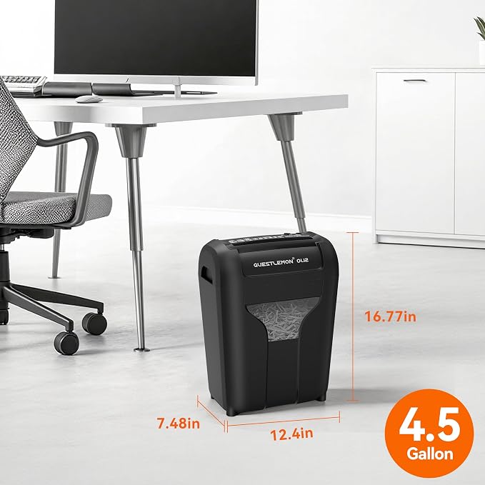 12-Sheet Paper Shredder for Home, Quiet Cross Cut Shredders, P-4 Ultra Security, 4.5 Gal Bin, Shred Quietly for Shred for Credit Card, Mail, Staples, <58 dB(OL12)