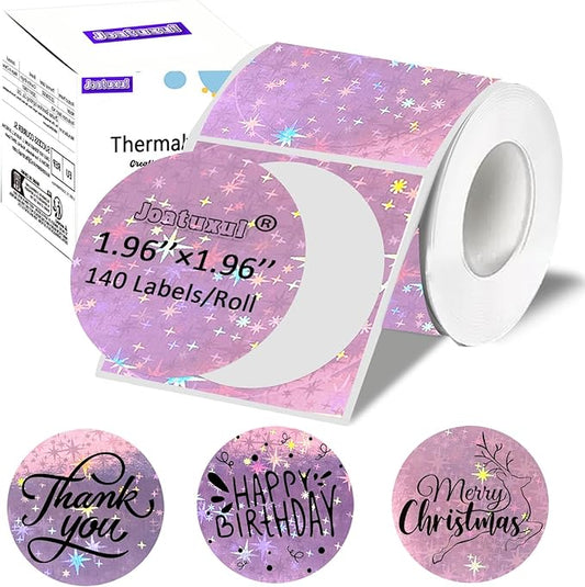 Thermal Labels, Compatible with T50M Pro/M110/M100/M220 Label Maker and Other 4x6 Thermal Printers for Shipping Barcode & Custom Stickers, Holographic Starlight Pink, 2×2 inch