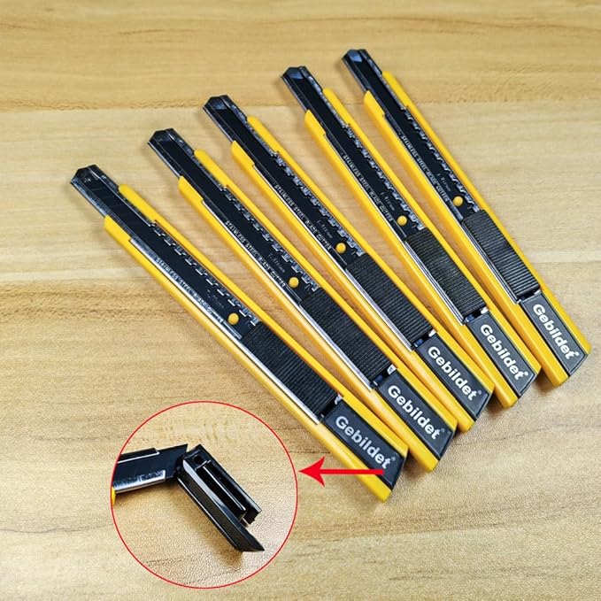 5pcs Right and Left Hand Self-Lock Cutter /9mm Snap Off Blades /60 Blade /Utility Knife /Graphic Knife (Yellow Holder)