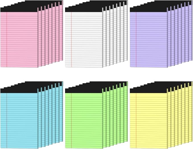 48 Pack Colored Note Pads 5x8, Pink Small Legal Pads 5x8 College Ruled | Small legal Notepads Easy Tear-off, Perforated Lined Writing Pads 5x8, 30 Sheets Colored Mini Legal Pads for Office, School