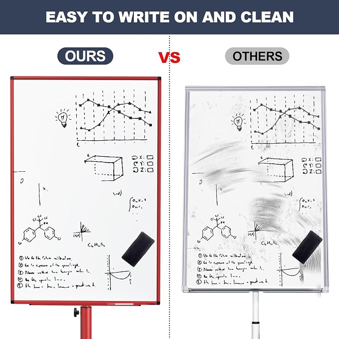 Mobile Whiteboard, 40x26 Inches White Board Dry Erase Board on Wheels | Height Adjustable, Magnetic Surface, Dry Erase, With Stand, Ideal for Classroom, Office, School, Home, Homeschooling, Teacher