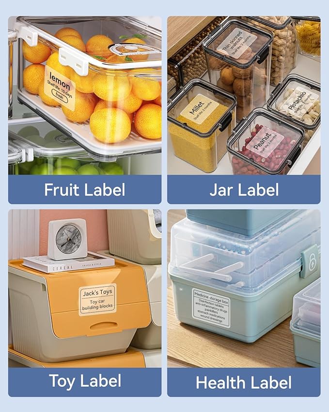 NIIMBOT 3 Rolls Set Label Tape for B1/B21/B3S Label Printer, 1.57" X 1.18" (40x30mm) Waterproof Thermal Label Tape for Kitchen Jar/Address/Barcode/Name Tag (Clear)