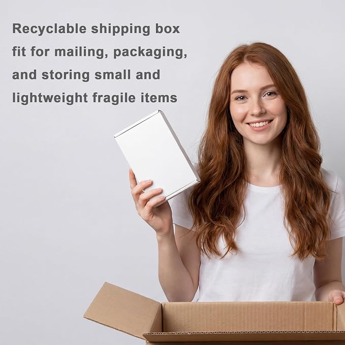 MEBRUDY 6x4x1 Inches Small Shipping Boxes Pack of 100, Corrugated Cardboard Box for Mailing Mailer Packing, White