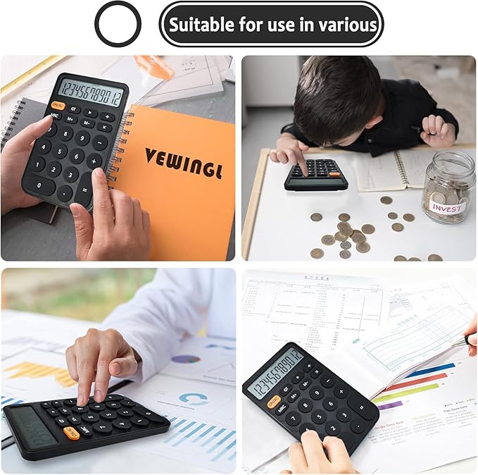 VEWINGL Standard Calculator, 12 Digit Large Display Desktop Calculator with Big Buttons for Office, School, Home & Business