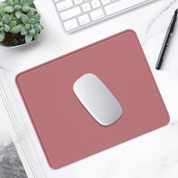 Hsurbtra Mouse Pad, Premium-Textured Square Mousepad 10.2 x 8.3 Inch, Stitched Edge Anti-Slip Waterproof Rubber Pretty Cute Computer Mat for Office Gaming Laptop Women Kids Dark Red