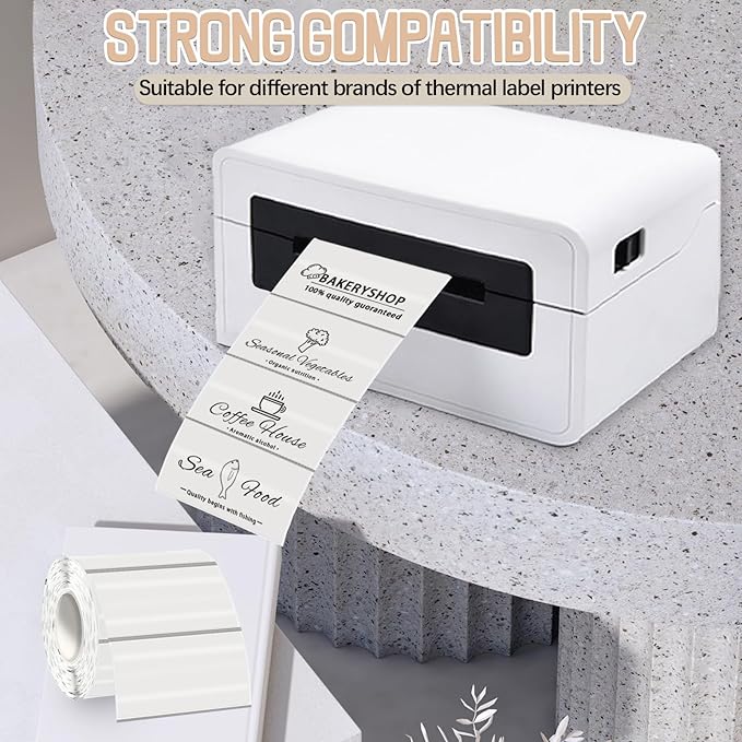 Starboling 2x1 Clear Thermal Labels,Address Barcode Self-Adhesive Thermal Printer Stickers for Logo Design,Name/Price Tag,Address