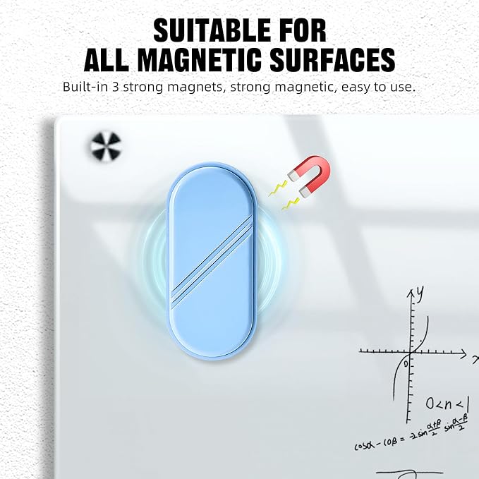 Dry Erase Board Eraser, Magnetic Detachable Whiteboard Eraser 2-Pack, White Board Erasers for Classroom, Glass Board Cleaner, Dry Erase Marker Eraser for Office School Home (Blue)
