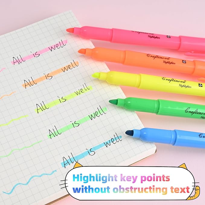 Assorted Colors Fluorescent Highlighters, 15 Count, with 120 Pcs Sticky Index Tabs, Chisel Tip Colored Highlighter Bulk, Quick Drying, Perfect for Students Adults Classroom, School, Office
