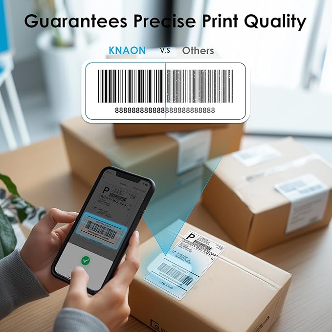KNAON Bluetooth Thermal Shipping Label Printer 4x6 for Small Business,Black | High-Speed Thermal Label Printer, Perfect for Home, Office & Small Biz, Ideal for Etsy, Shopify, USPS,Includes 10 Test Sheets