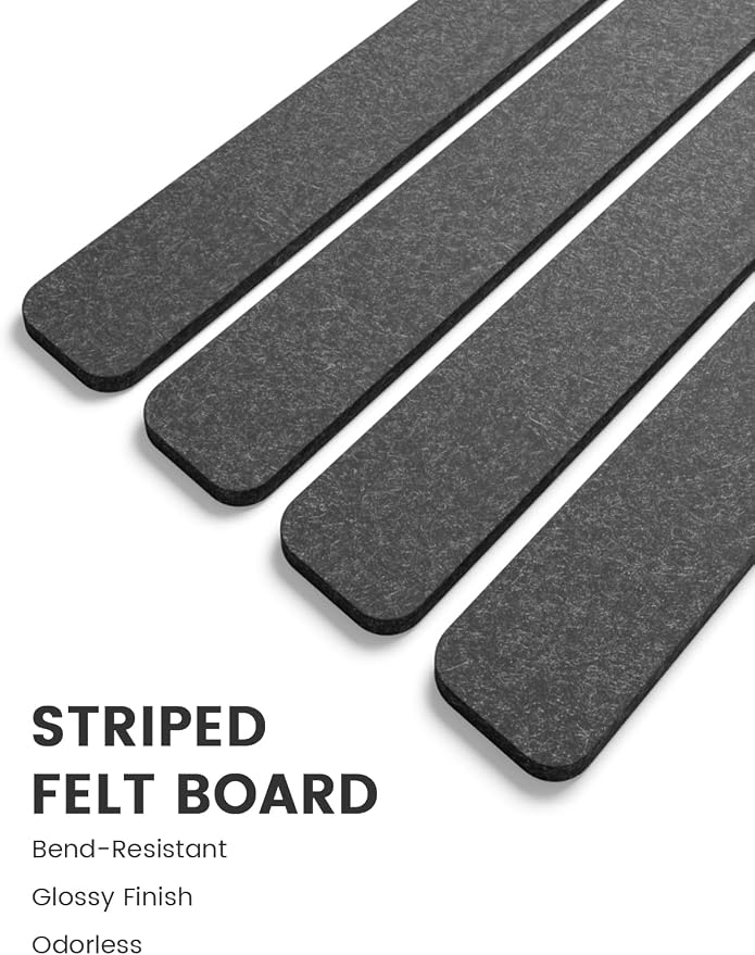 Fluxynara 13" x 2" Felt Wall Panels, Charcoal Gray | 5-Pack Includes 35 Push Pins and Adhesive Tabs for Photos, Notes and Decor in Bedroom Doors, Home Office or Studios