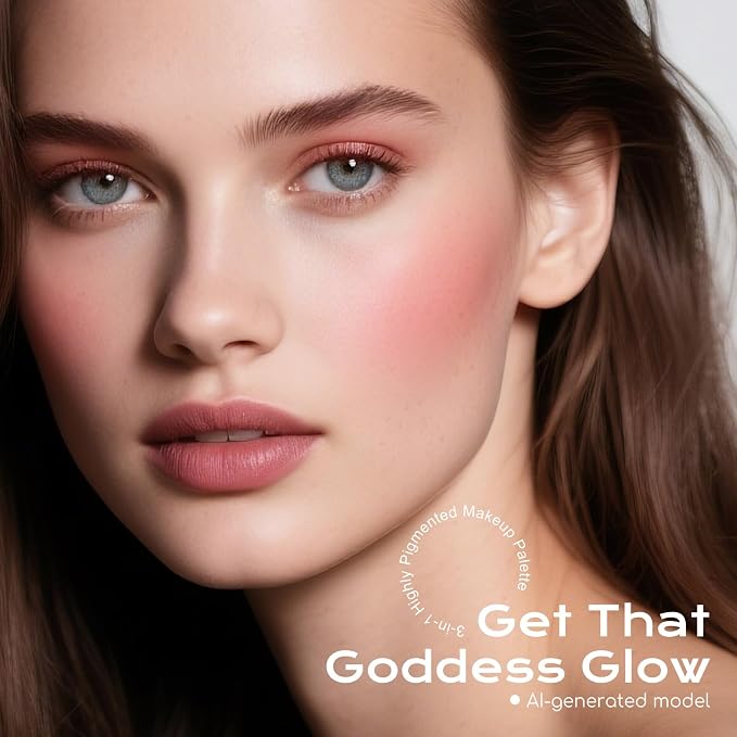Color Nymph Blush and Highlighter Palette, 3 in 1 Contour Palette | Stackable Travel Makeup Kit, Long-Lasting, Lightweight & Buildable Matte Powder for a Glowing Look, Includes Brush & Mirror