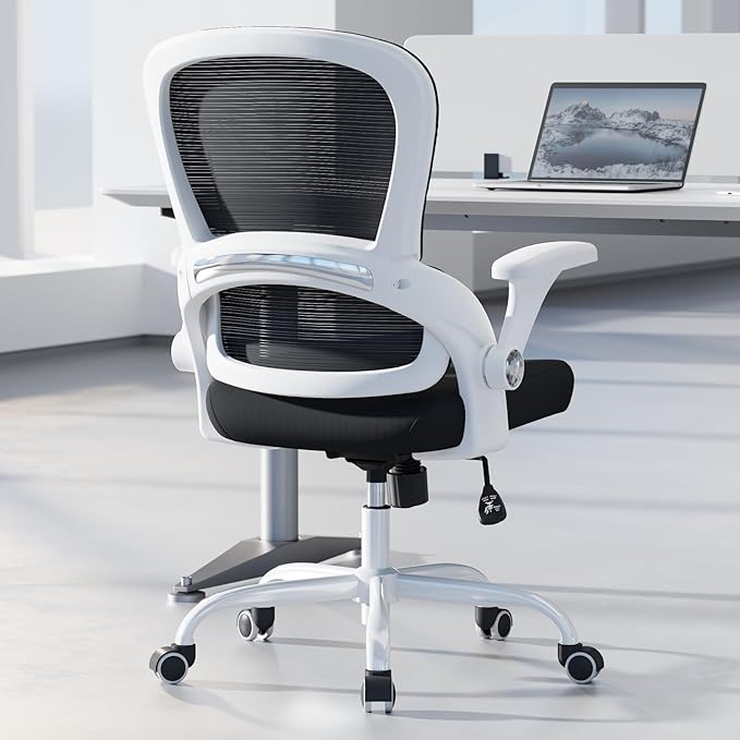 TRALT Office Chair - Ergonomic Office Chair with Back Support for Adults | Home Office Desk Chair with Lumbar Support - Ergonomic Mesh Chairs 330 lb Wide Seat for Work,Office, Gaming(White Black)