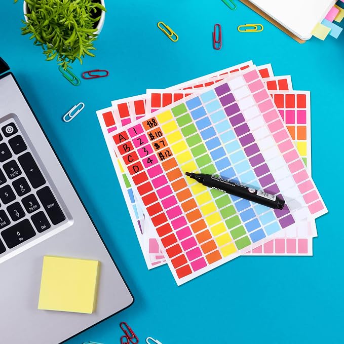 2800 Pcs Rectangular Color Coding Labels, 0.5" x 0.75" Price Stickers Garage Sale Stickers Square Removable Assorted Labels for File Folder Tabs Classrooms Offices Home Labeling Marking