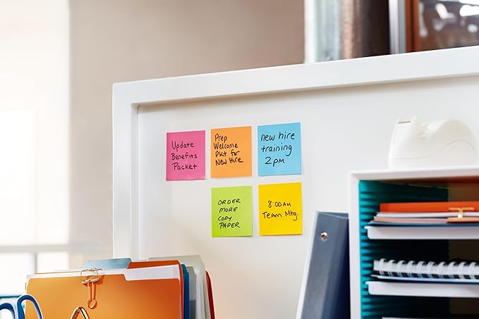 Post-it Super Sticky Notes, 18 Sticky Note Pads, 1 7/8 x 1 7/8 in., School Supplies, Office Products,Sticky-Notes for Vertical Surfaces, Monitors,Walls & Windows,Energy Boost Collection(Pack of 12)