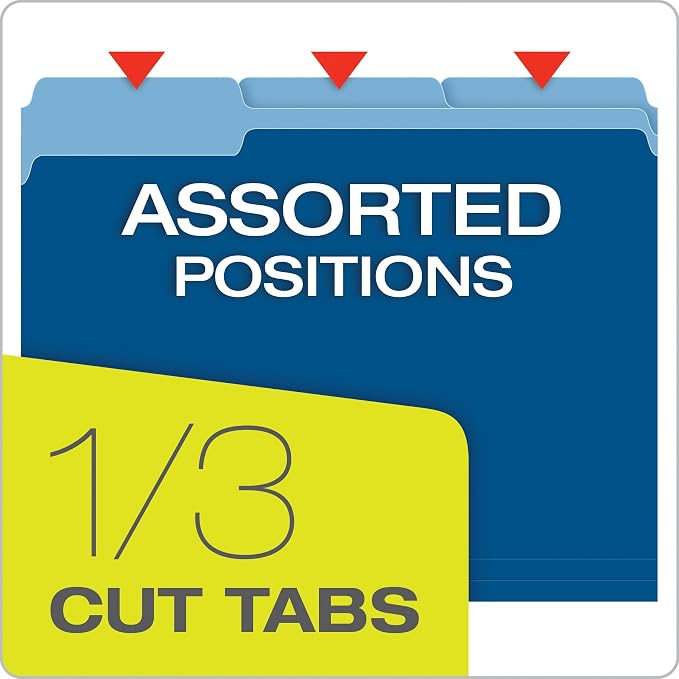 Pendaflex Two-Tone Color File Folders, Letter Size, 1/3 Cut, Navy, 100 Per box (152 1/3 NAV)