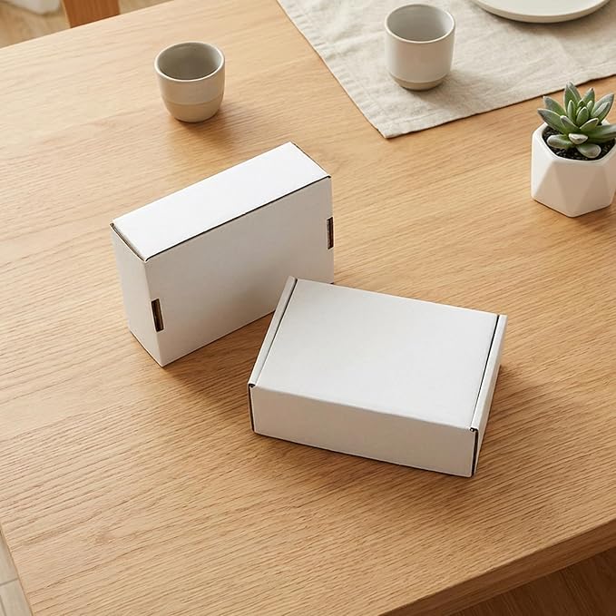 HORLIMER 6x4x2 Shipping Boxes Set of 30, White Corrugated Cardboard Mailer Box for Packing Small Business