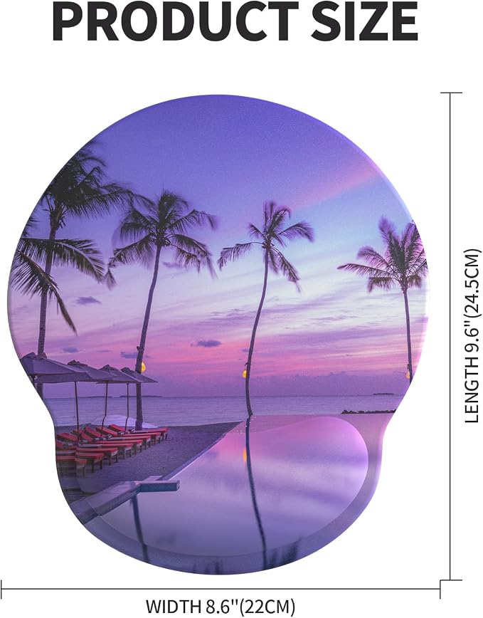 Mouse Pad with Wrist Rest, Comfortable Computer Mousepad with Gel Wrist Support Smooth Surface and Non-Slip PU Base for Pain Relief, Laptop, Office & Home (Mauve Twilight)