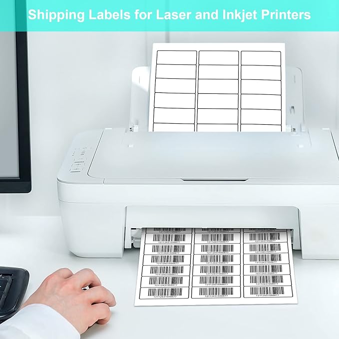 LabelMore Mailing Address Labels, 1" x 2-5/8", 30 up Labels for Laser or Inkjet Printable, 30-Up FBA Labels, 15000 Labels - 500 Sheets