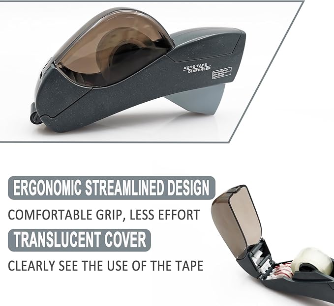 Automatic Tape Dispenser for Wrapping Gifts, Handheld Packaging Tape Dispenser Gun with Cutter, Dispensers for Adhesive Tapes-Grey