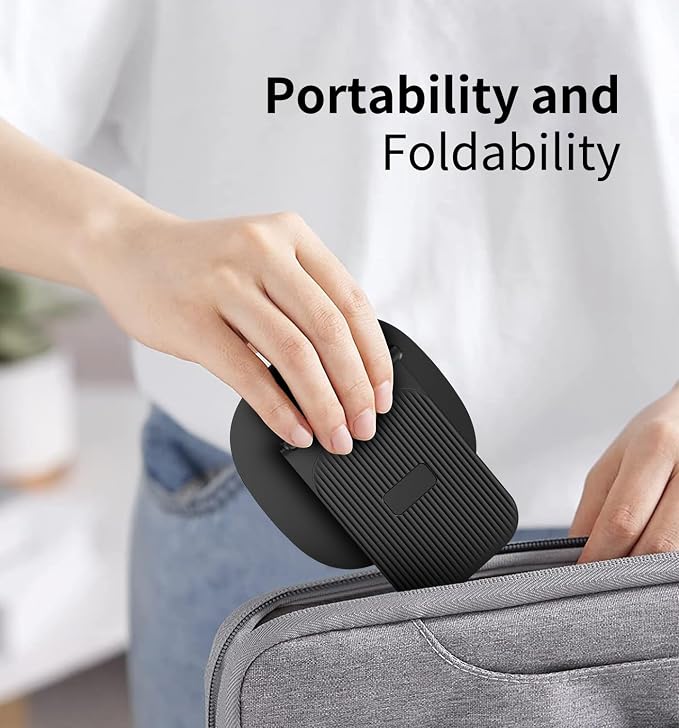 360° Rotating Cell Phone Stand for Desk (Black, K69) | Adjustable & Foldable Phone Holder, Aluminum Desktop Phone Stand with Anti-Slip Base, Phone Holder for Desk