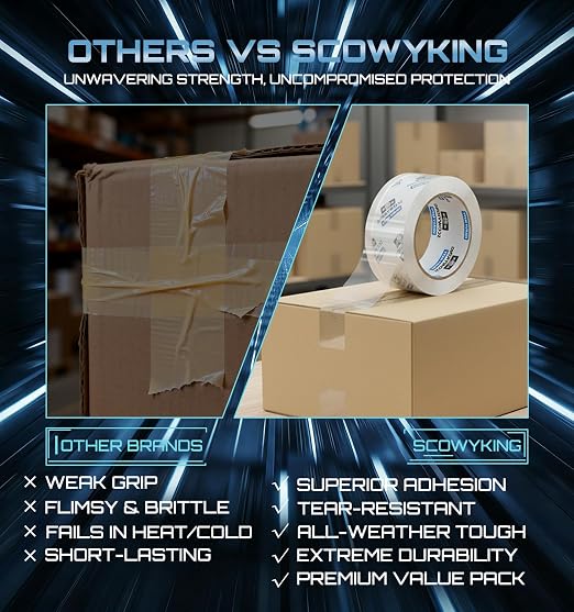 Clear Packing Tape Refills Heavy Duty,24 Pack,2.7 Mil,1.88"×68 Yd | Total 1632 Yards,Compatible with Standard Tape Dispenser,Quiet Unwind,Easy Start,for Shipping Packaging Moving Sealing,Bulk