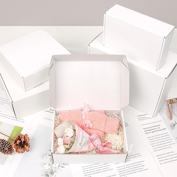 White Shipping Boxes Small 7x5x2 Inches, 45 Pack Corrugated Cardboard Mailer Boxes for Packaging Small Business Mailing Gift