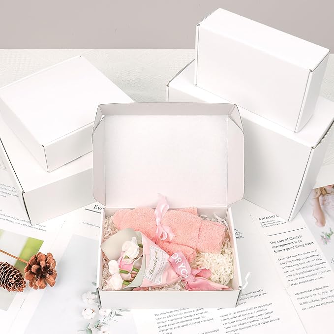 White Shipping Boxes Small 6x4x2 Inches, 45 Pack Corrugated Cardboard Mailer Boxes for Packaging Small Business Mailing Gift