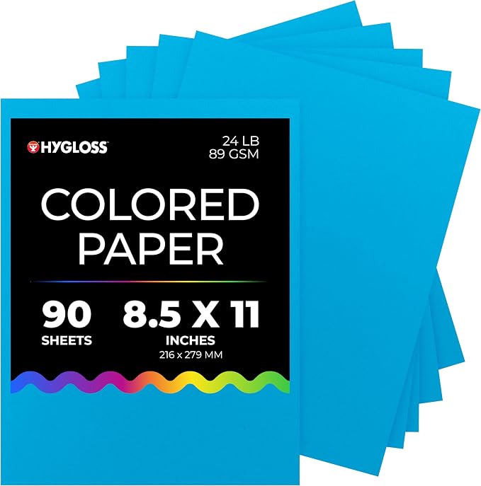 Hygloss Dark Blue Colored Paper - 24 lb, 89 GSM, Acid-Free, Fade-Resistant, 8.5x11-Inch Letter Size Color Copy Paper, 90 Sheets