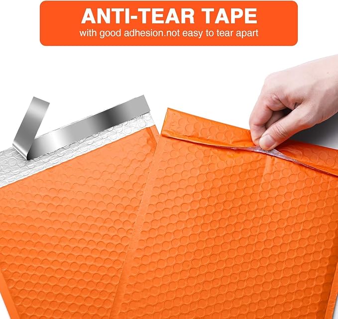 Fuxury Bubble Mailers 8.5x12" Orange Padded Envelopes 250 Pack Bulk | Usable Size 8.5x11" Bubble Envelopes Self Seal Padded Mailers for Mailing,Packaging, Small Business,Boutique,#2