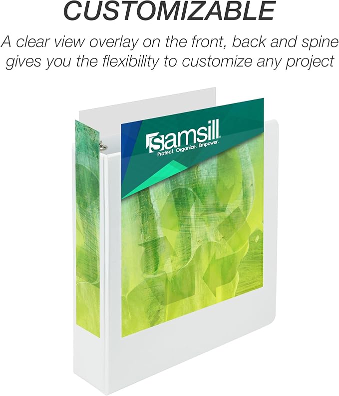 Samsill Plant-Based 2 Inch Durable D-Ring Binder, View Binder, Eco-Friendly, USDA Certified Biobased, 12 Pack, White
