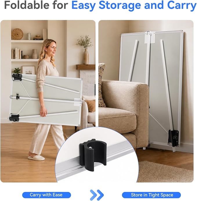 Maxtek Easel Whiteboard 36 x 24 in, Stand Tripod with Height Adjustable | 3' x 2' Magnetic Dry Erase Surface, Flipchart Stand, Portable Tripod Easel for Office, Teaching, Home and Classroom
