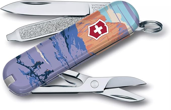 Victorinox Classic SD Swiss Army Knife, Compact, 7 Functions, Swiss Made Pocket Knife with Small Blade, Screwdriver and Key Ring - Rocky Mountains National Park