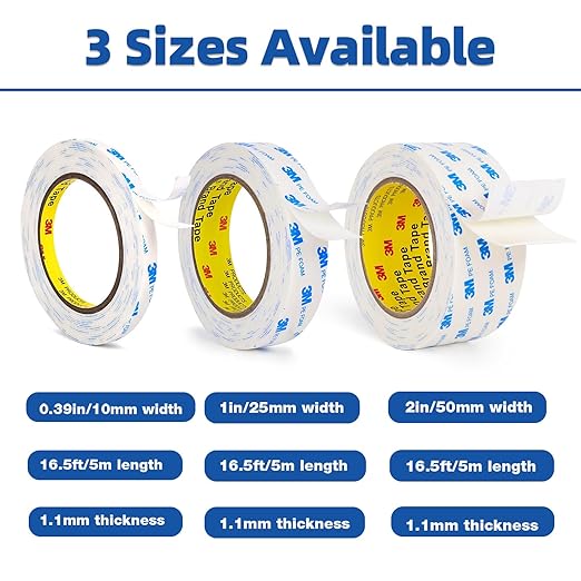 3M Double Sided Tape 2"×16.5Ft, Mounting Tape Heavy Duty No Residue | Removable PE Foam Tape Strips, Extra Strong Adhesive Tape Waterproof for Walls Home Office Decor Crafts Paint Picture Poster